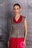 GREY MUSHROO EMBROIDERED BLOUSE (1 PC)