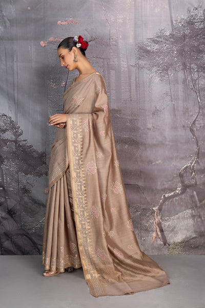 BEIGE TUSSOR GEORGETTE SAREE (1 PC)