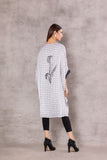 IVORY SILK BOTANICAL STRIPE PRINTED TUNIC (BW-06)