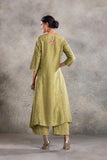 OLIVE GREEN DUPION EMBROIDERED KURTA SET(3 PC)