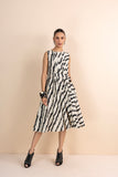 IVORY & BLACK HANDWOVEN COTTON PRINTED DRESS (1 PC)