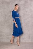 BLUE CHIFFION EMBROIDERED TUNIC WITH BELT (EM-07)