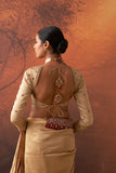 GOLD TUSSAR SILK EMB. PEPLUM BLOUSE (1 PC)