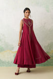 HOT PINK CHANDERI KASHMIRI EMB. ANARKALI SET (4 PCS)