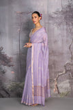 LILAC CHANDERI EMBROIDERED SAREE (1 PC)