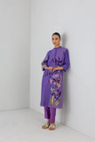 VIOLET FROST SHADED SILK CHANDERI FLORAL PRINTED TUNIC (1 PC)