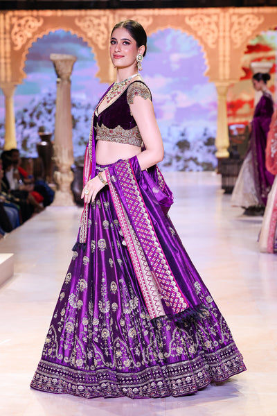PURPLE DUPION EMB. LEHENGA SET (SK-34)