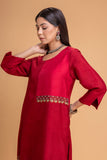 RED DUPION EMB. KURTA SET (2 PCS)