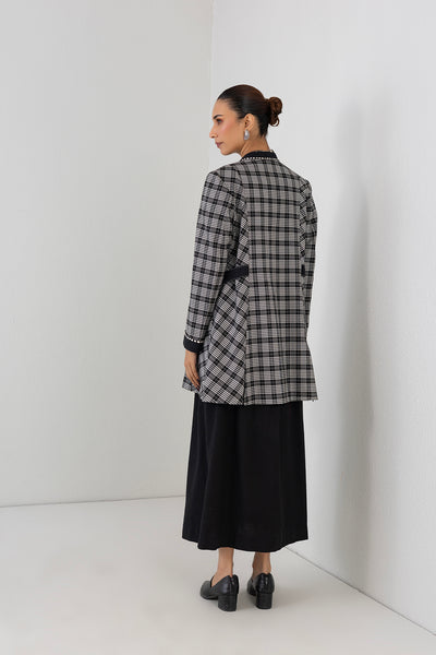 BLACK & WHITE CHEQUERED WOOLEN JACKET (1 PC)