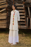 IVORY LINEN FLORAL HAND PAINTED SHIRT STYLE TUNIC (CM-05B/TNC)