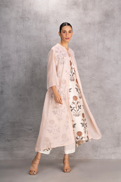 BLUSH CHANDERI TUNIC WITH JACKET (1 PC)