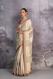 TOOSH &amp; GREY ZARI STRIPE EMBROIDERED SAREE (2 PCS)