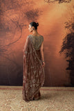 BROWN TISSUE EMB. SAREE SET (2 PCS)