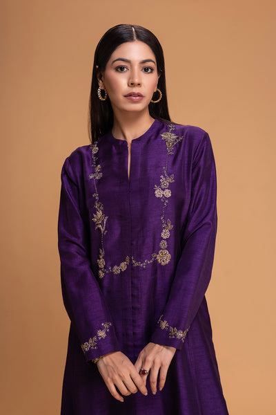 PURPLE DUPION EMB. KURTA (2 PCS)