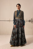 TEAL VELVET PRINTED SKIRT (1 PC)