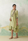 MINT GREEN CHANDERI KASHMIRI EMB. CAPE & DRESS SET (3 PCS)