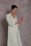 AQUA COTTON MARBLE PRINTED DRAPE DRESS (1 PC)