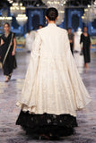 BLACK SEQUIN GEORGETTE CORSET DRESS PAIRED WITH IVORY CHIKANKARI GEORGETTE EMBROIDERED JACKET (2 PCS)