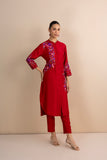 RED EMBROIDERED KURTA SET (2 PCS)