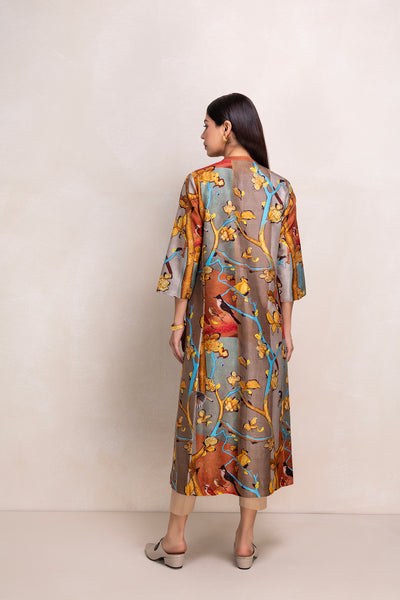 MULTICOLOR SILK CHANDERI PRINTED TUNIC (1 PC)