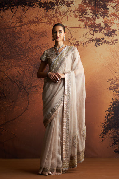 ROSE GOLD TISSUE EMBROIDERED SAREE (SE-08/SRE )