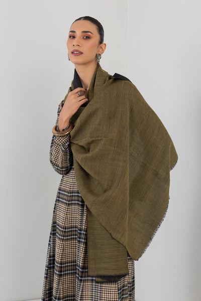 OLIVE & BLACK DUAL REVERSED WOOLEN STOLE (1 PC)