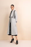 GREY HANDWOVEN COTTON LONG TRENCH COAT (1 PC)