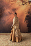 GOLD SILK TISSUE HEAVY EMB. LONG JACKET SET (3 PCS)