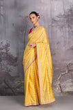 YELLOW GEORGETTE TUSSOR FOIL PRINTED SAREE SET (3 PCS)