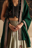 EMERALD GREEN WOOLEN EMBROIDERED SHAWL (1PC)