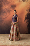 MULTICOLOUR KIMKHWA BORCADE EMB. LEHENGA SET(EVO-05) (5 PCS)