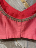 Coral chanderi embroidered blouse (BLOUSE-02)