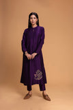 PURPLE DUPION EMB. KURTA SET (2 PCS)