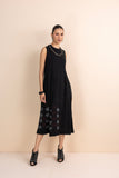 BLACK HANDWOVEN COTTON BLOCK PRINTED PLEATED TUNIC (1 PC)