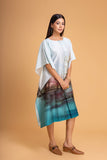 LIGHT BLUE CHANDERI PRINTED KAFTAAN (1 PC)
