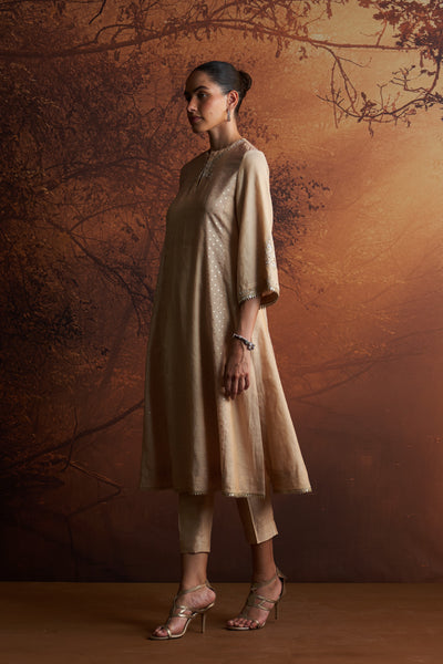 GOLD TISSUE AND BUTI EMBROIDERED KURTA PAIRED WITH PANTS  (SE-01B)