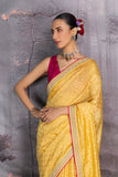 YELLOW GEORGETTE TUSSOR FOIL PRINTED SAREE SET (3 PCS)