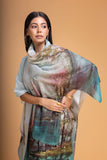 LIGHT BLUE CHANDERI PRINTED STOLE (1 PC)