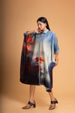 BLUES CHANDERI PRINTED KAFTAAN (1 PC)