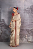 TOOSH &amp; GREY ZARI STRIPE EMBROIDERED SAREE (2 PCS)