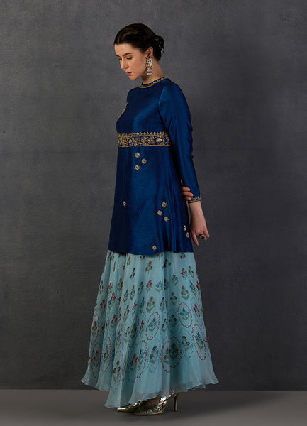 BLUE EMBROIDERED SHARARA SET (MK-06)