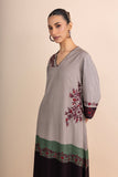 SHADES OF BEIGE STRIPE PRINTED & EMBROIDERED KURTA SET (2 PCS)