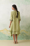 MINT GREEN CHANDERI KASHMIRI EMB. CAPE & DRESS SET (3 PCS)