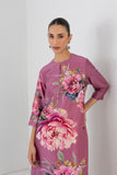 FUCHSIA PINK SILK CHANDERI PEONY FLOWER PRINTED TUNIC (1 PC)