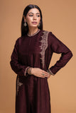 BROWN DUPION EMB. KURTA SET (2 PCS)