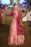 Ruby & Old rose hand embroidered lehenga & blouse set  (SK-30A)
