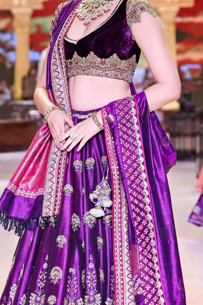 PURPLE DUPION EMB. LEHENGA SET (SK-34)