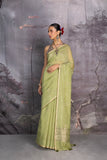 PISTA GREEN CHANDERI EMBROIDERED SAREE (1 PC)