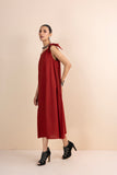 RED COTTON ONE SHOULDER DRESS (1 PC)