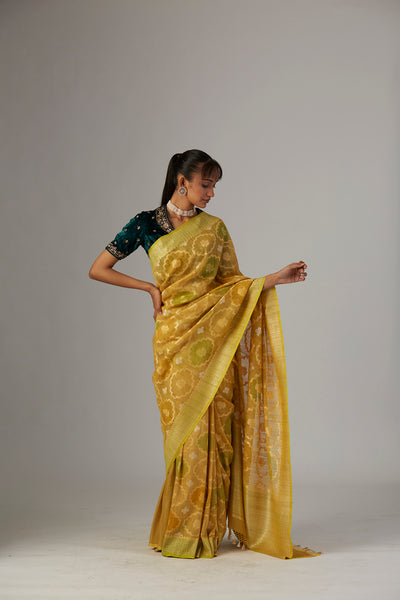 YELLOW & GREEN SAREE (NLB-52008)